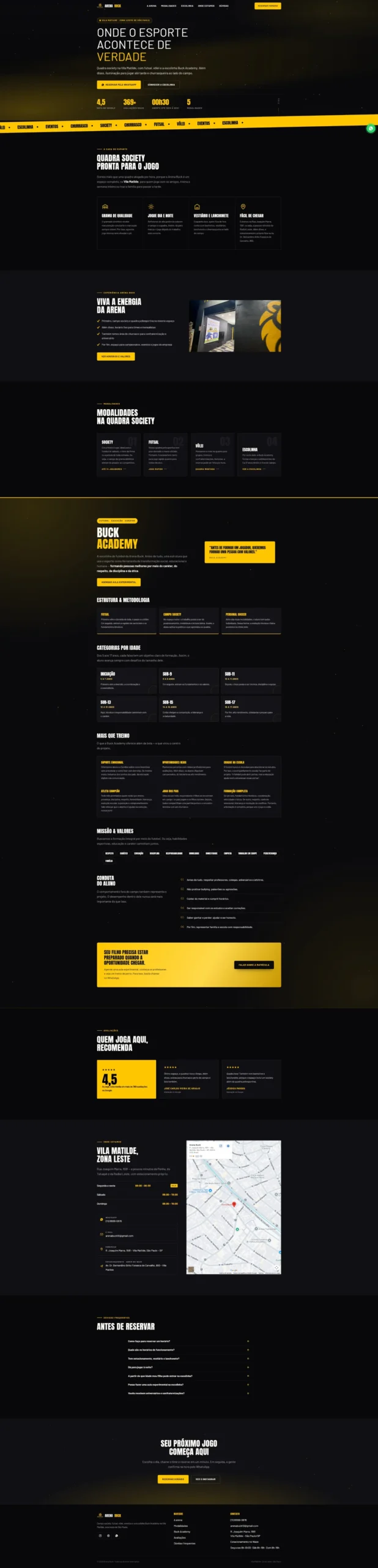 Site da Arena Buck, feito pela Duh Lab