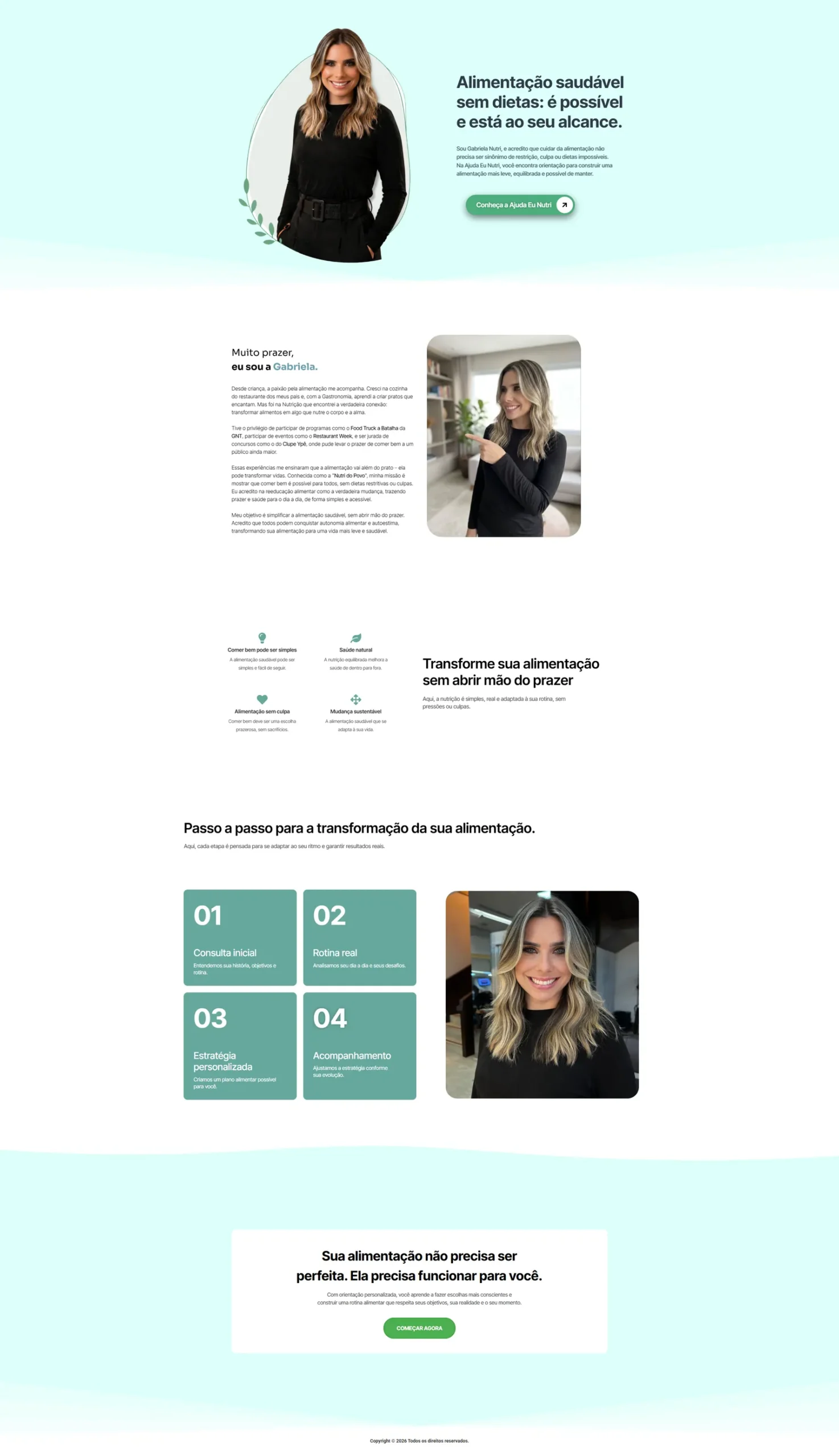Site da nutricionista Gabriela Principe, feito pela Duh Lab