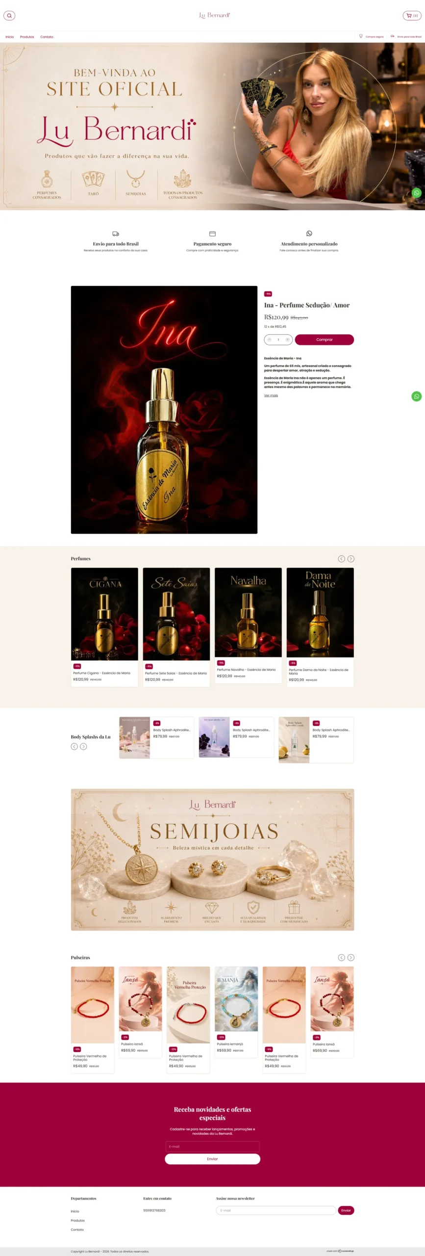 Criação de sites: loja virtual Lu Bernardi, feita pela Duh Lab